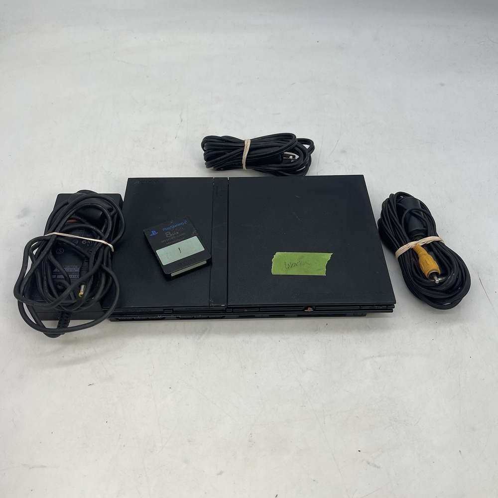 Sony PS2 Slim Working Black Console Complete Bundle W/ Cables, Mem Card